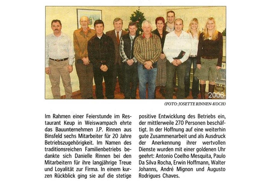 Ehrungen 2006 - Mitarbeiter-Ehrungen