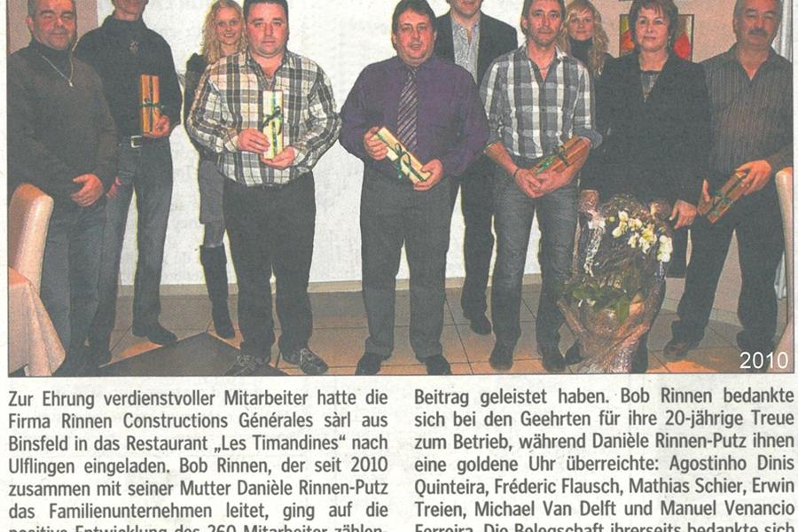 Ehrungen 2010 - Mitarbeiter-Ehrungen